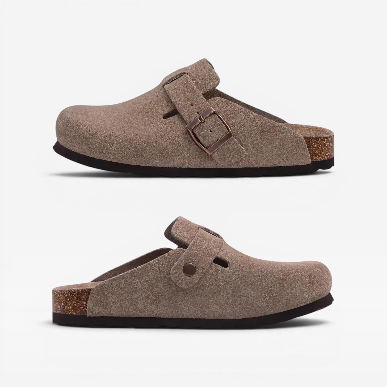 Women's Suede Cork Clogs – Comfortable Slip On Closed Toe Mules