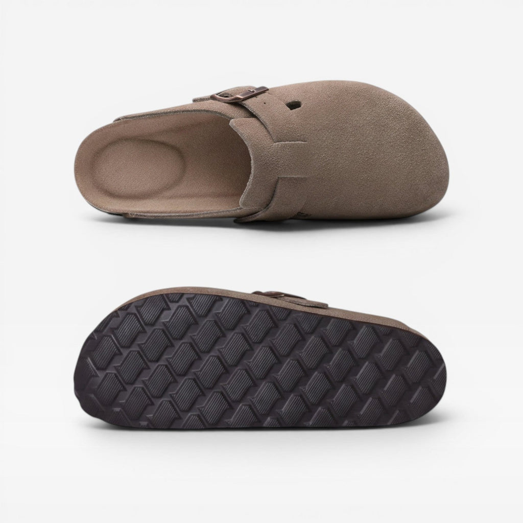 Women's Suede Cork Clogs – Comfortable Slip On Closed Toe Mules