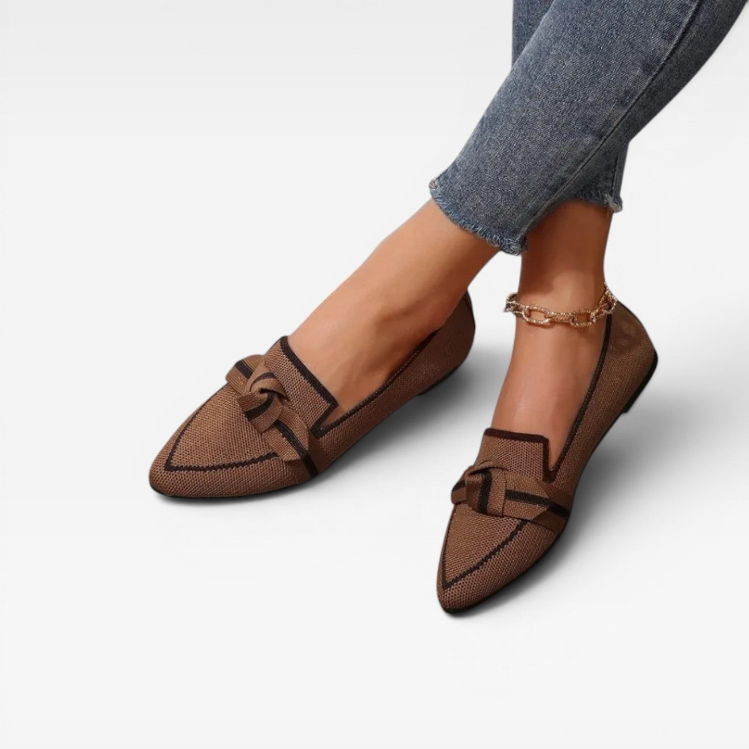 Women’s Pointed Toe Loafers – Knit Slip-On Casual Shoes