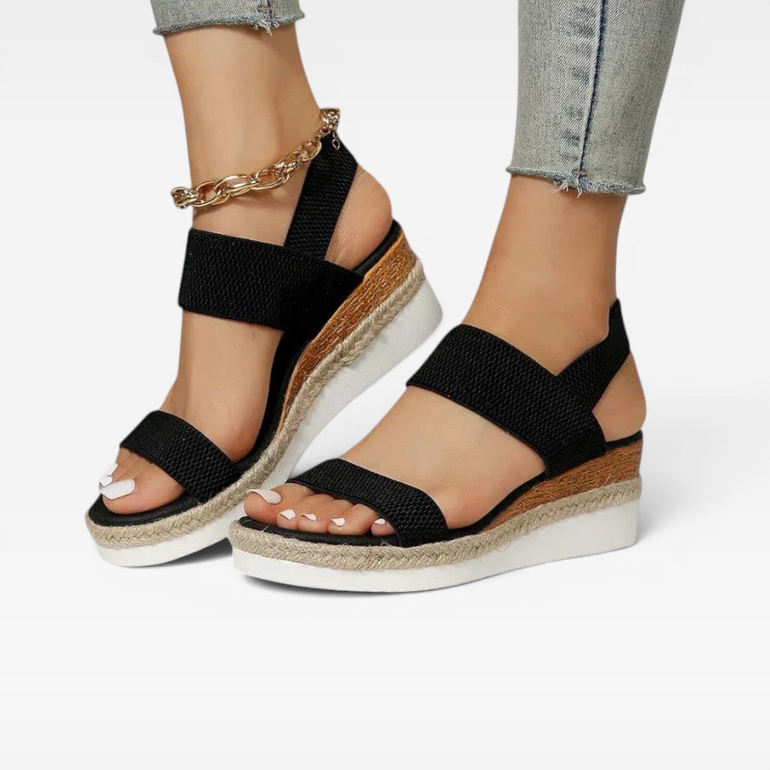 Women’s Espadrille Platform Sandals – Elastic Strap Summer Sandals