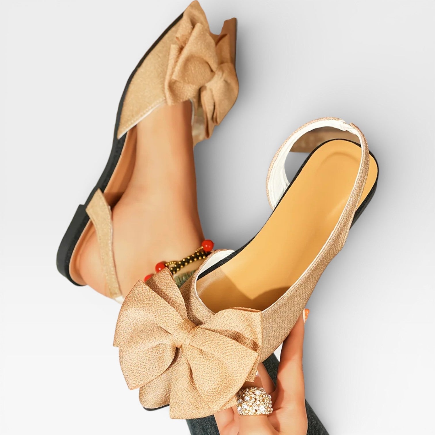 Women’s Pointed Toe Slingback Flats with Bow