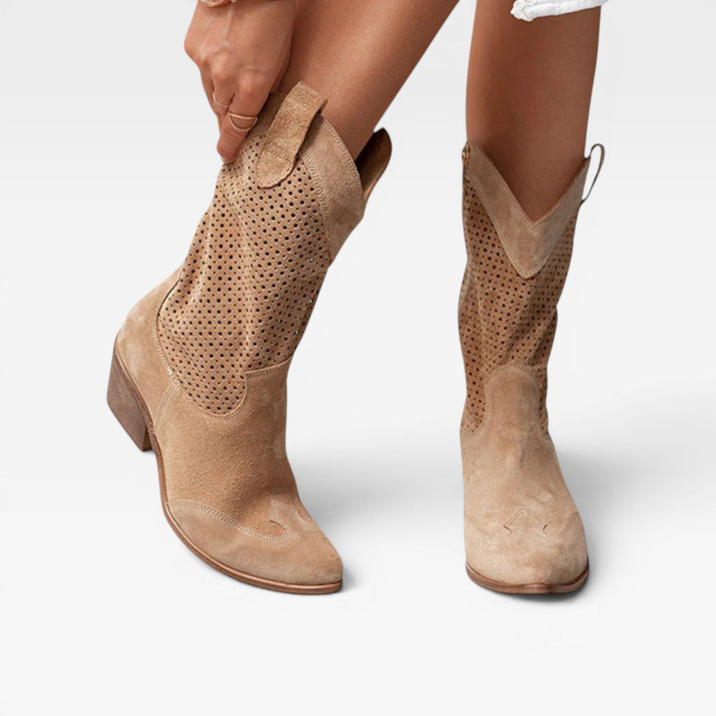 Women’s Western Cowgirl Boots – Breathable Perforated Summer Boots
