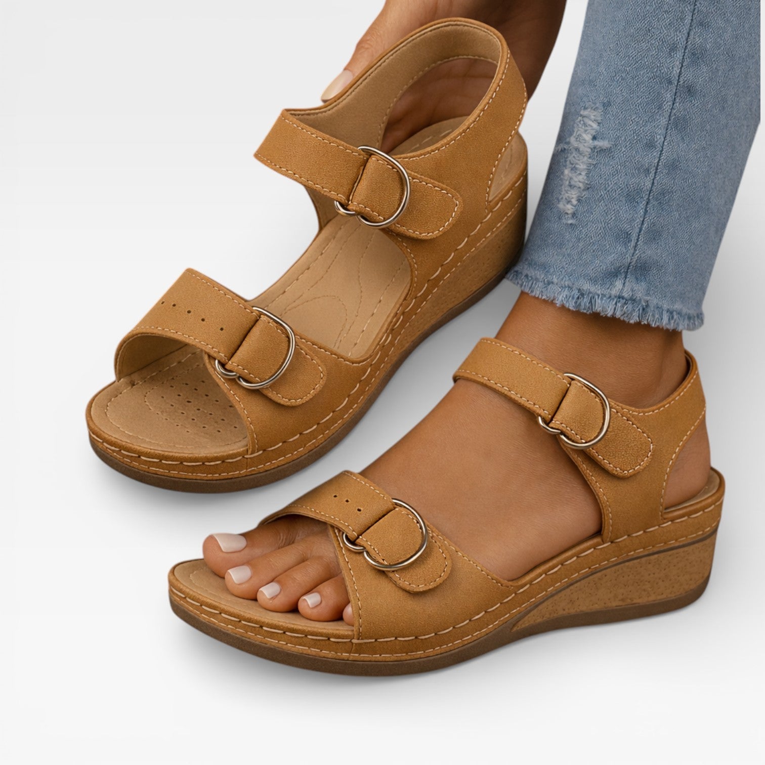 Women’s Comfortable Wedge Sandals – Adjustable Strap Summer Walking Shoes