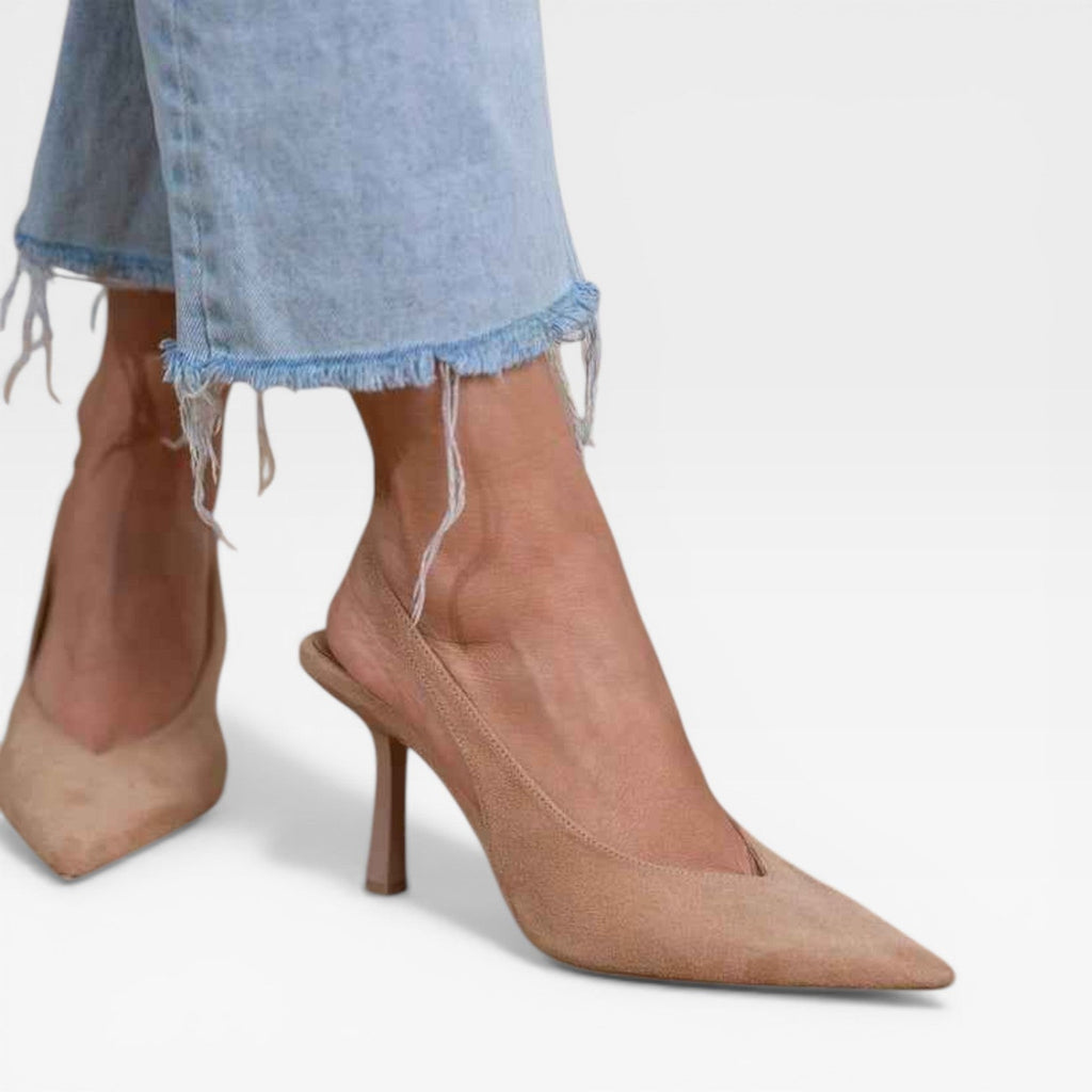 Women’s Nude Kitten Heels – Minimalist Slingback Pumps