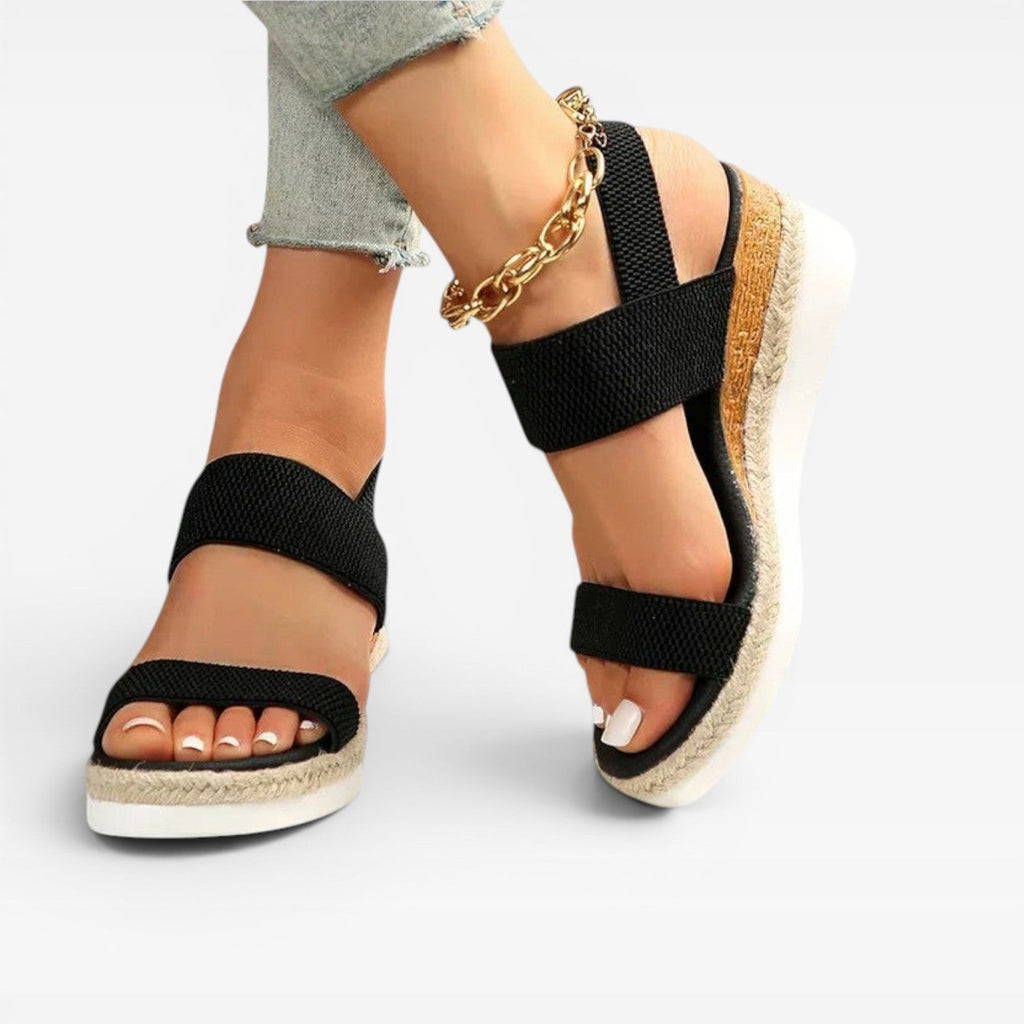 Women’s Espadrille Platform Sandals – Elastic Strap Summer Sandals