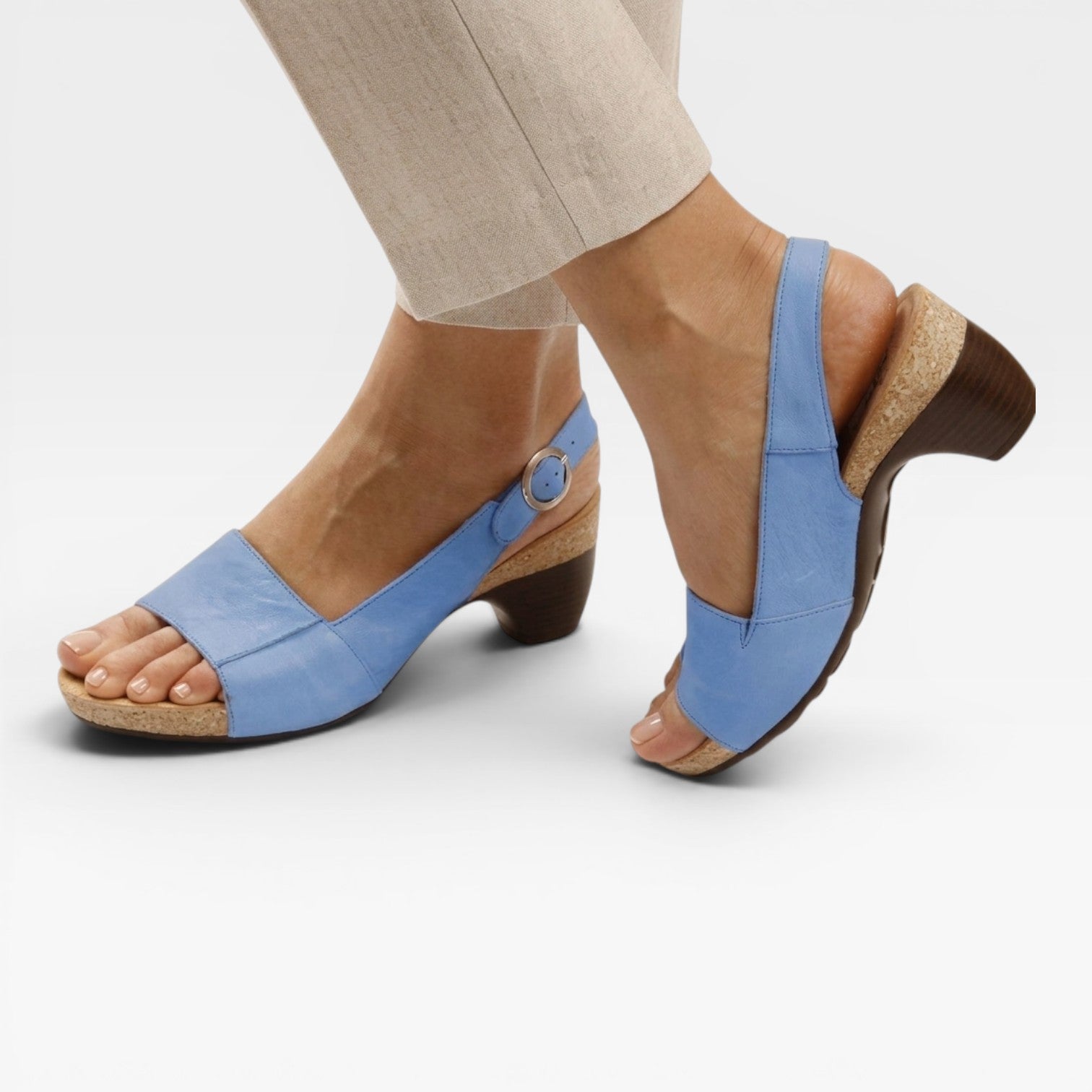 Women's Block Heel Sandals – Ankle Strap Comfortable Open Toe Style