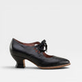 Women’s Leather Lace-Up Heels – Elegant Vintage Low Heel Pumps
