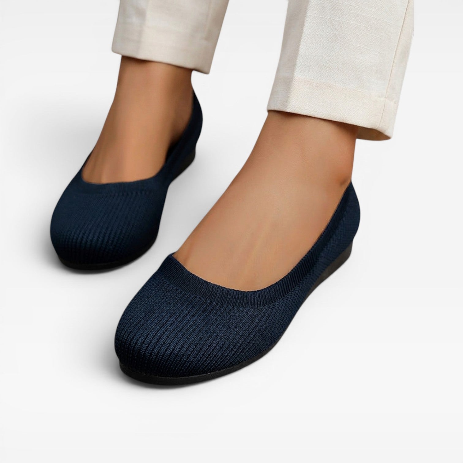 Women's Knit Ballet Flats – Cushioned Slip On Round Toe Shoes