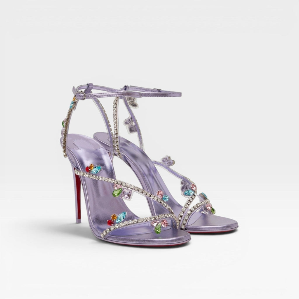 Women's Embellished Strappy Heels – Elegant Stiletto Ankle Strap Sandals for Special Occasions