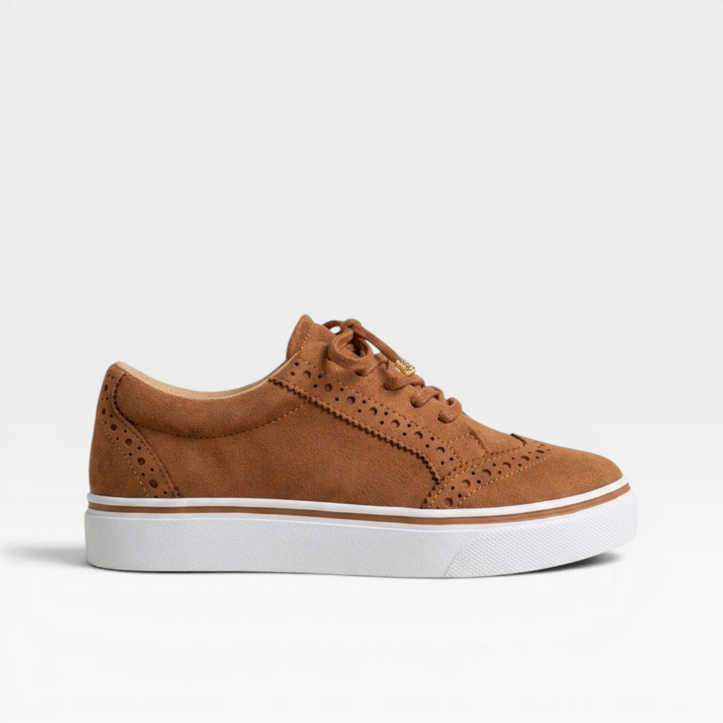 Women's Lace Up Brogue Trainers – Comfortable Suede Look Platform Shoes