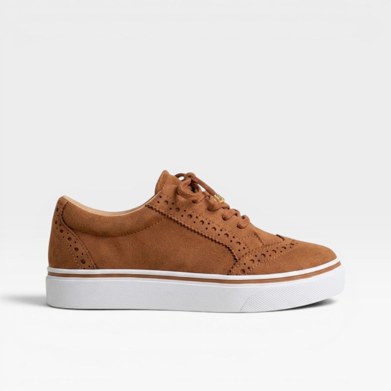 Women's Lace Up Brogue Trainers – Comfortable Suede Look Platform Shoes