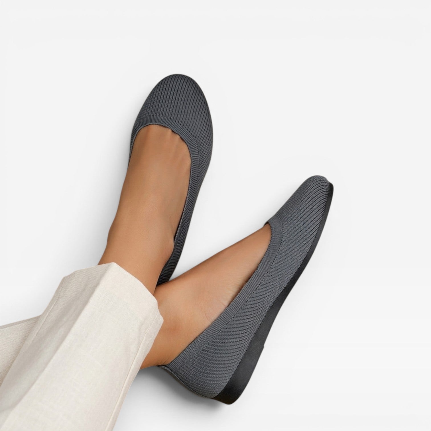 Women's Knit Ballet Flats – Cushioned Slip On Round Toe Shoes
