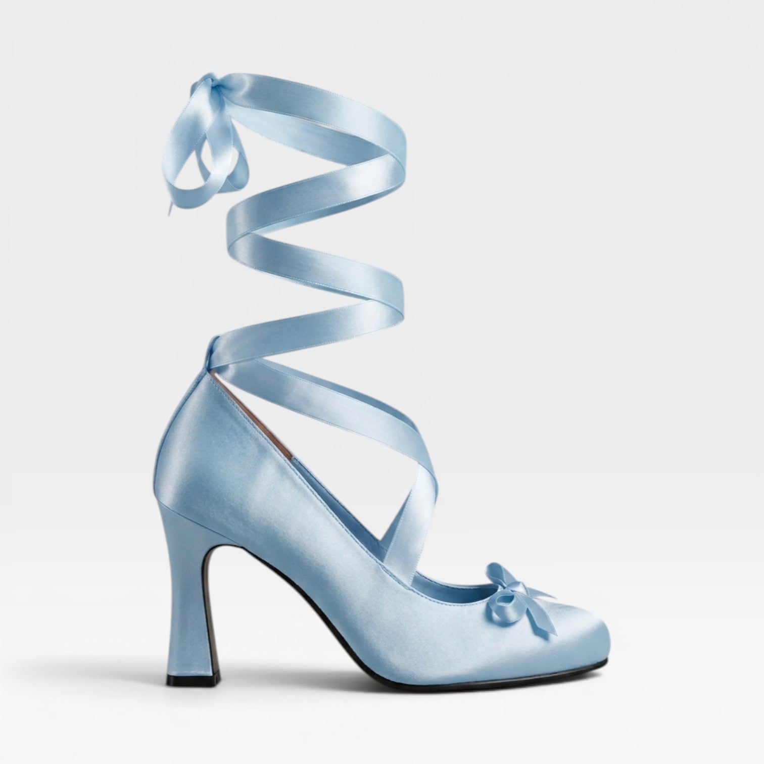 Women's Satin Ballet Heels – Elegant Ribbon Lace Up Block Heel Pumps for Special Occasions