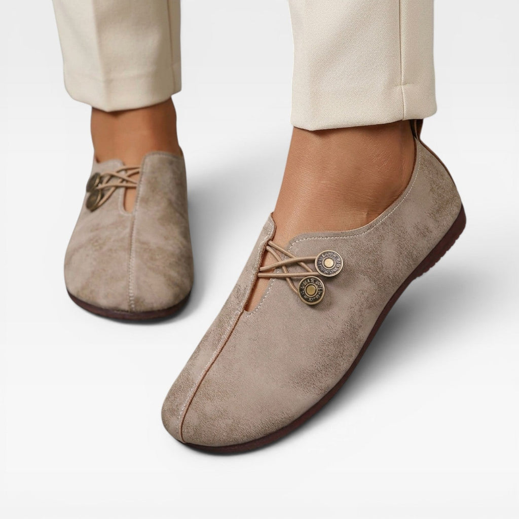 Women's Soft Slip On Flat Shoes – Vintage Button Comfortable Loafers