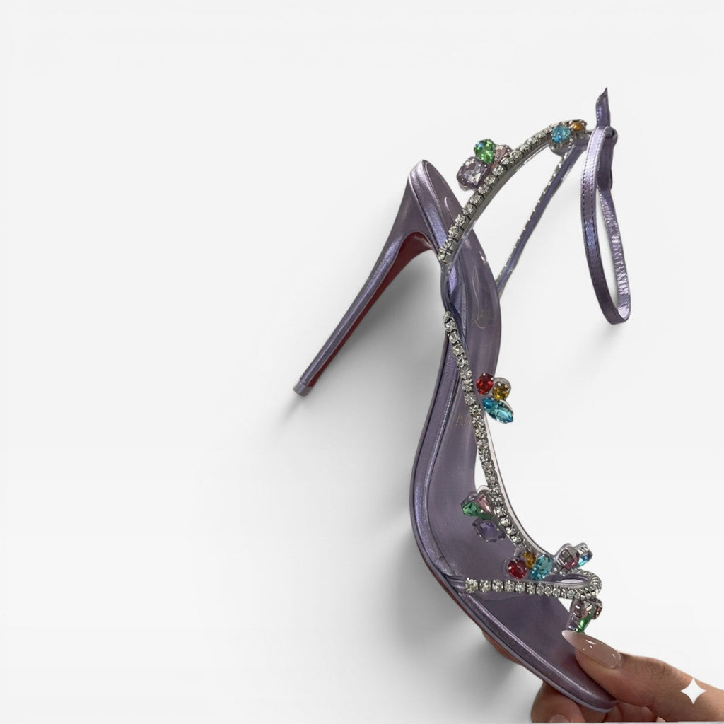 Women's Embellished Strappy Heels – Elegant Stiletto Ankle Strap Sandals for Special Occasions