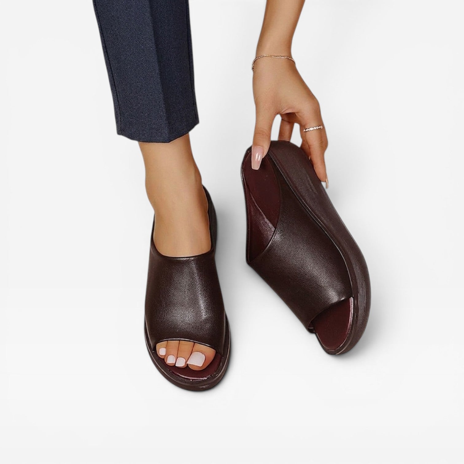 Women's Cushioned Wedge Sandals – Comfortable Slip On Open Toe Style