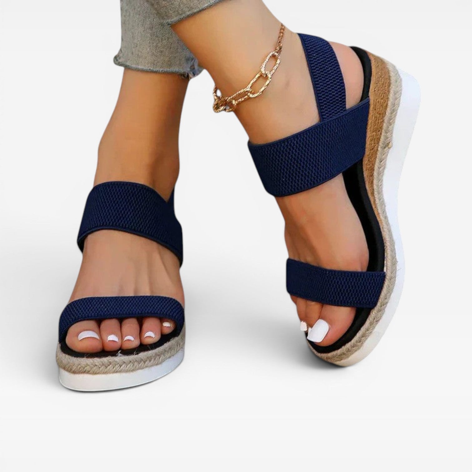 Women’s Espadrille Platform Sandals – Elastic Strap Summer Sandals