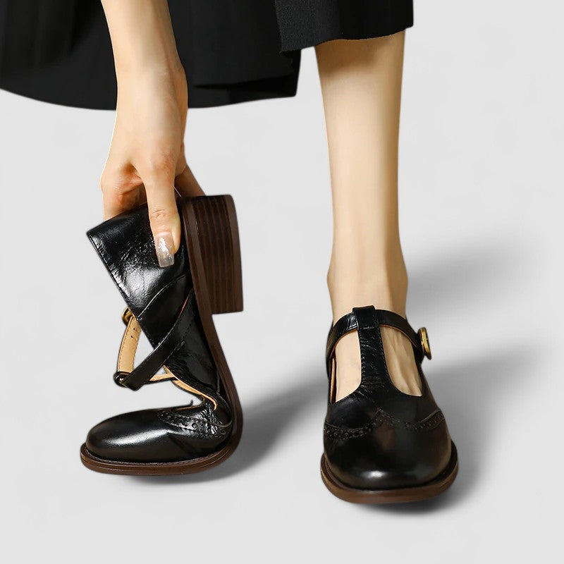 Women’s Leather Mary Jane Flats – Classic Vintage Style Shoes