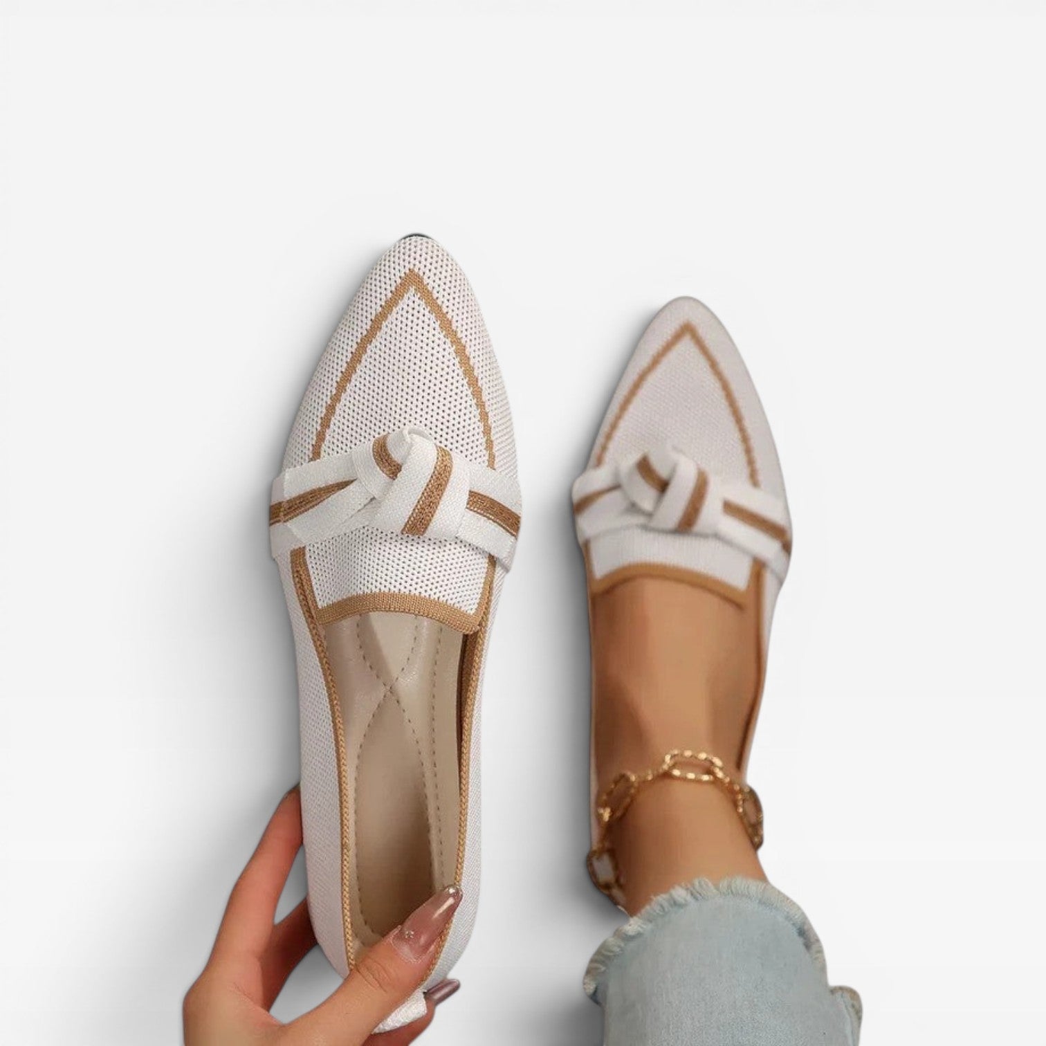 Women’s Pointed Toe Loafers – Knit Slip-On Casual Shoes