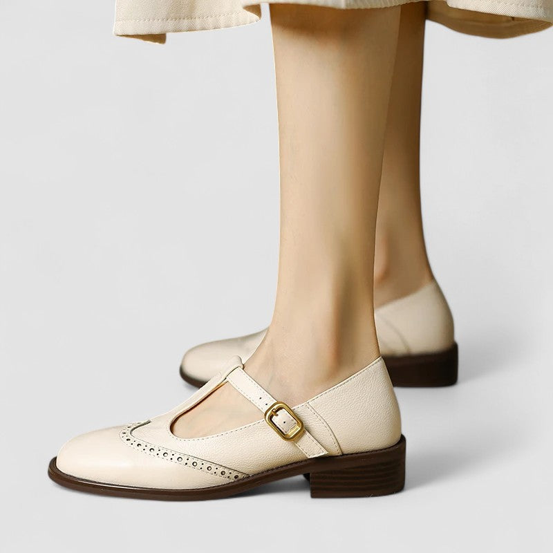 Women’s Leather Mary Jane Flats – Classic Vintage Style Shoes