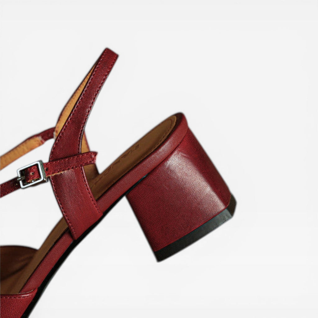 Women’s Summer Leather Low Block Heel Slingbacks – Comfortable Closed Toe Shoes