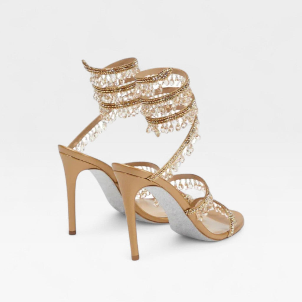 Women’s Crystal High Heel Sandals – Elegant Strappy Heels for Special Occasions