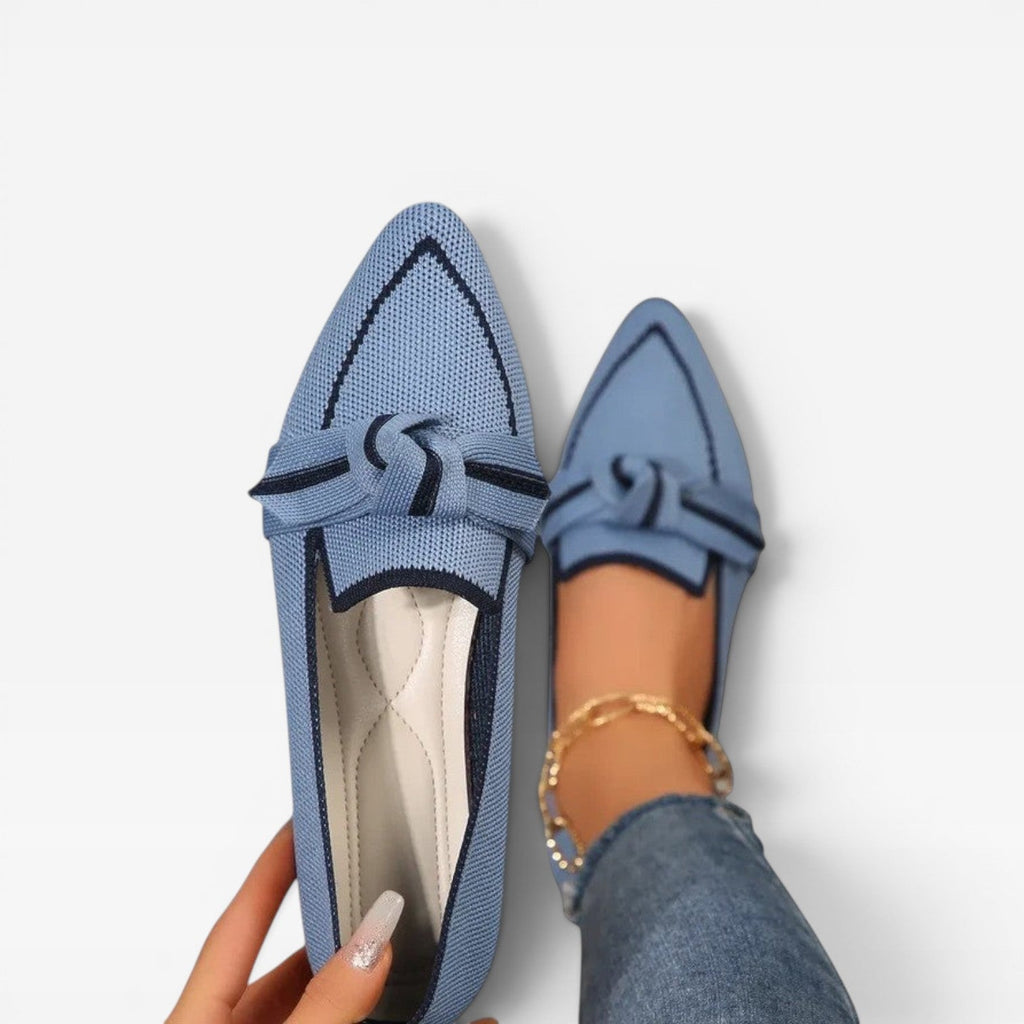Women’s Pointed Toe Loafers – Knit Slip-On Casual Shoes