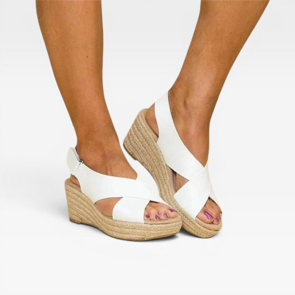 Women’s Espadrille Wedge Sandals – Cross Strap Summer Platform Shoes