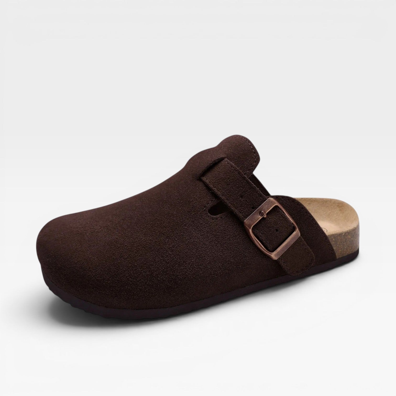 Women's Suede Cork Clogs – Comfortable Slip On Closed Toe Mules