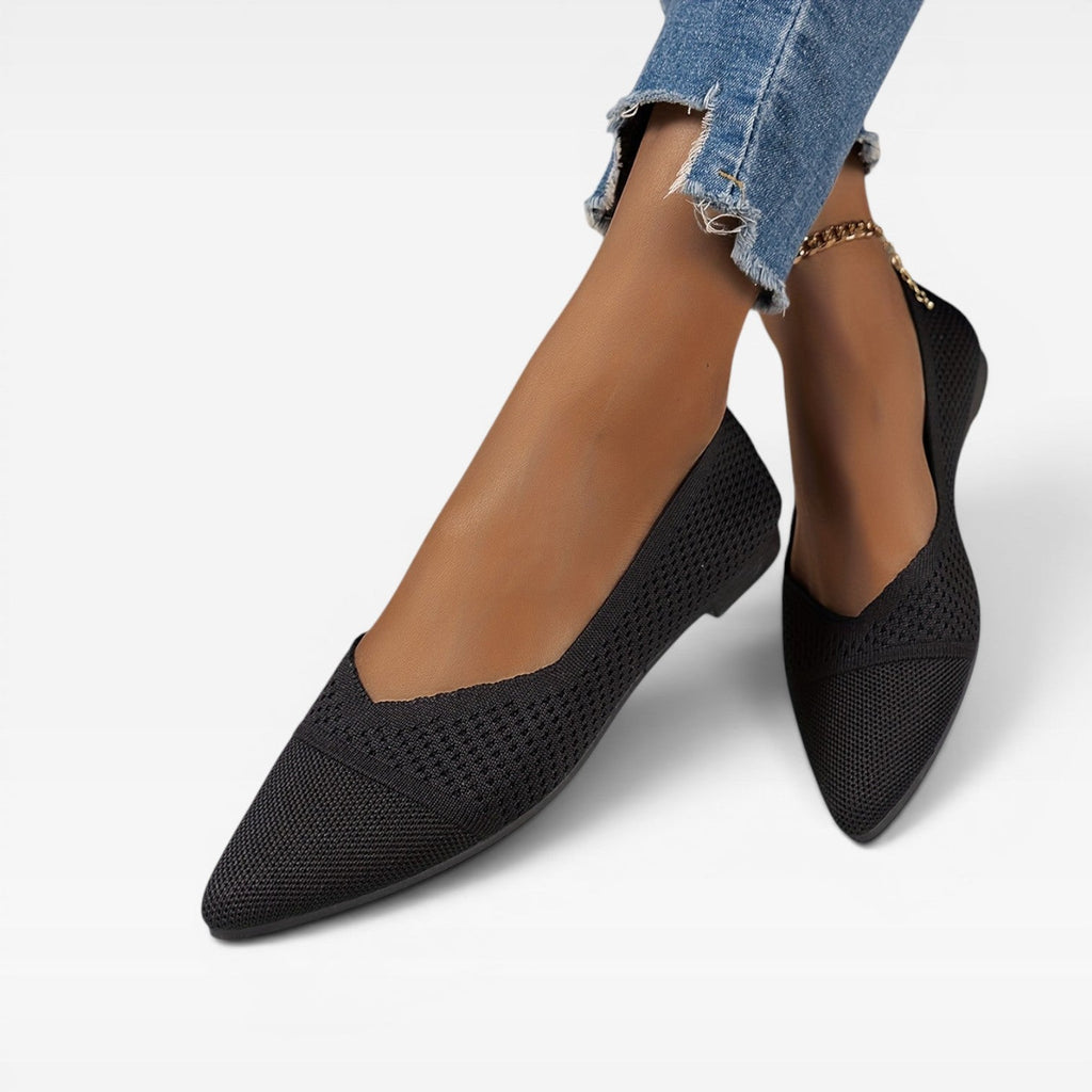 Women’s Pointed Ballet Flats – Breathable Knit Flat Shoes