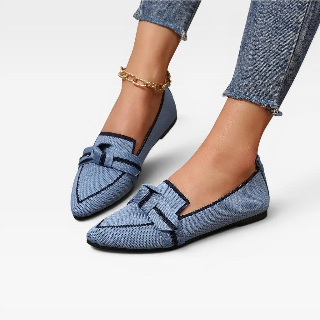 Women’s Pointed Toe Loafers – Knit Slip-On Casual Shoes