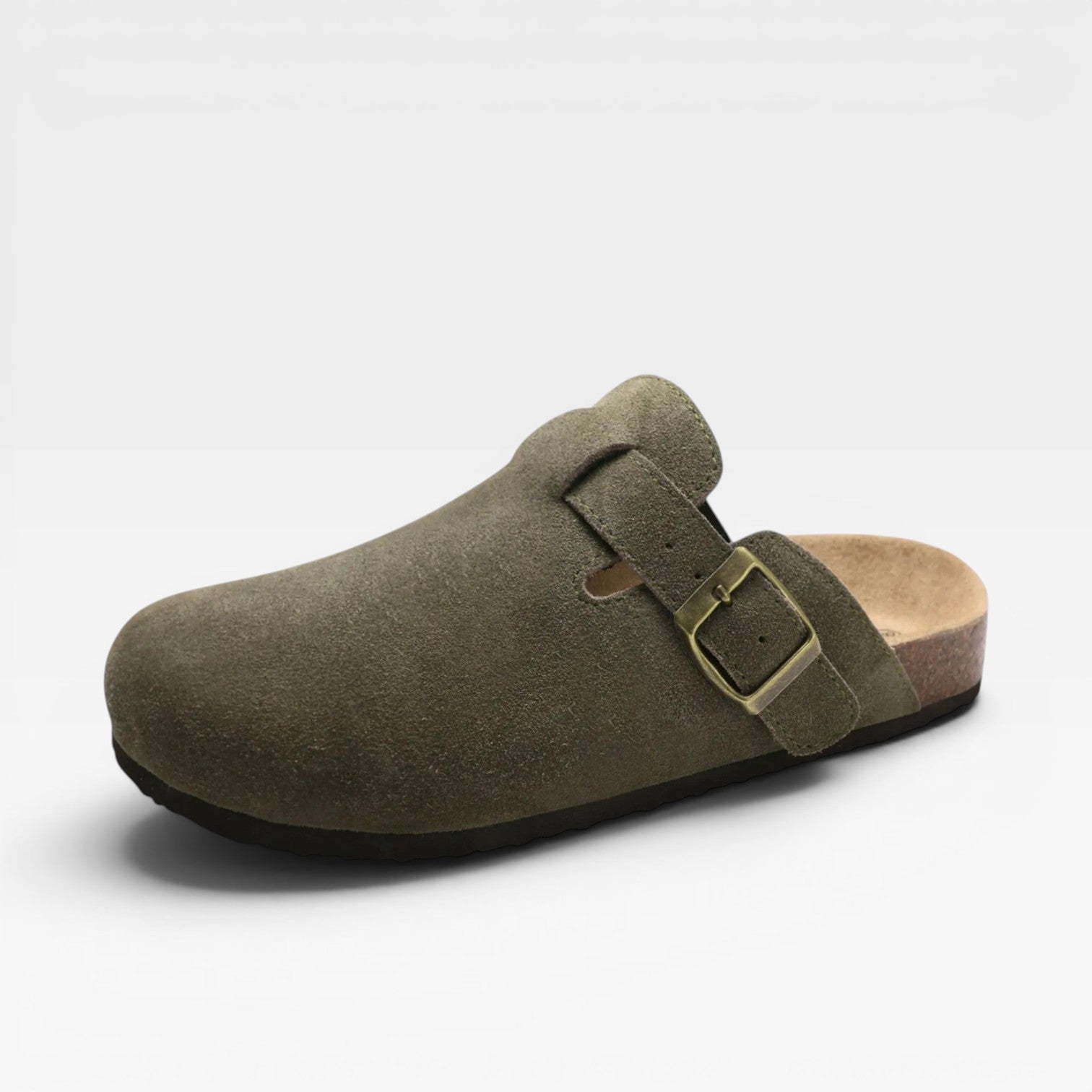 Women's Suede Cork Clogs – Comfortable Slip On Closed Toe Mules
