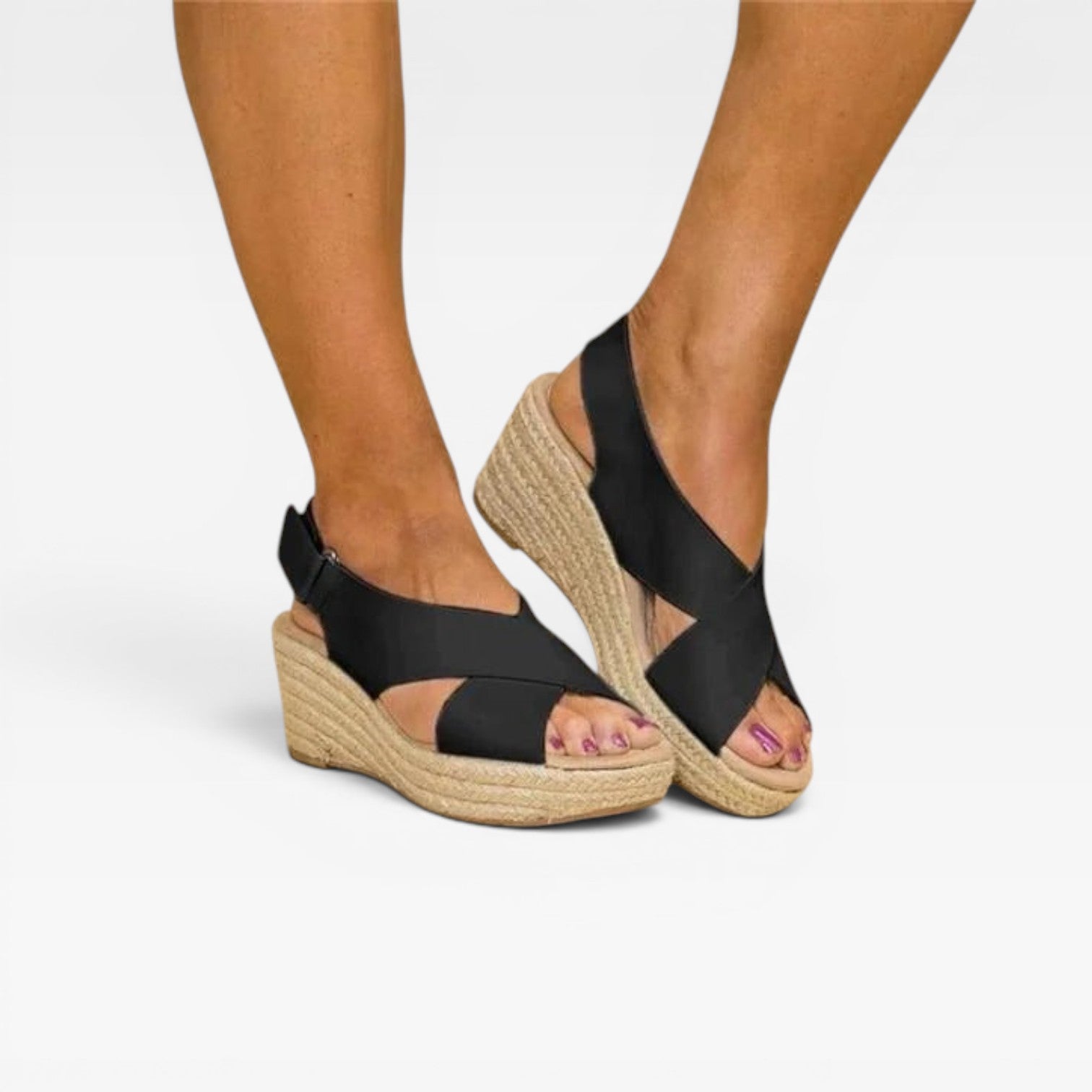 Women’s Espadrille Wedge Sandals – Cross Strap Summer Platform Shoes
