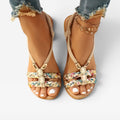 Women’s Boho Summer Sandals – Cushioned Walking Sole with Braided Detail