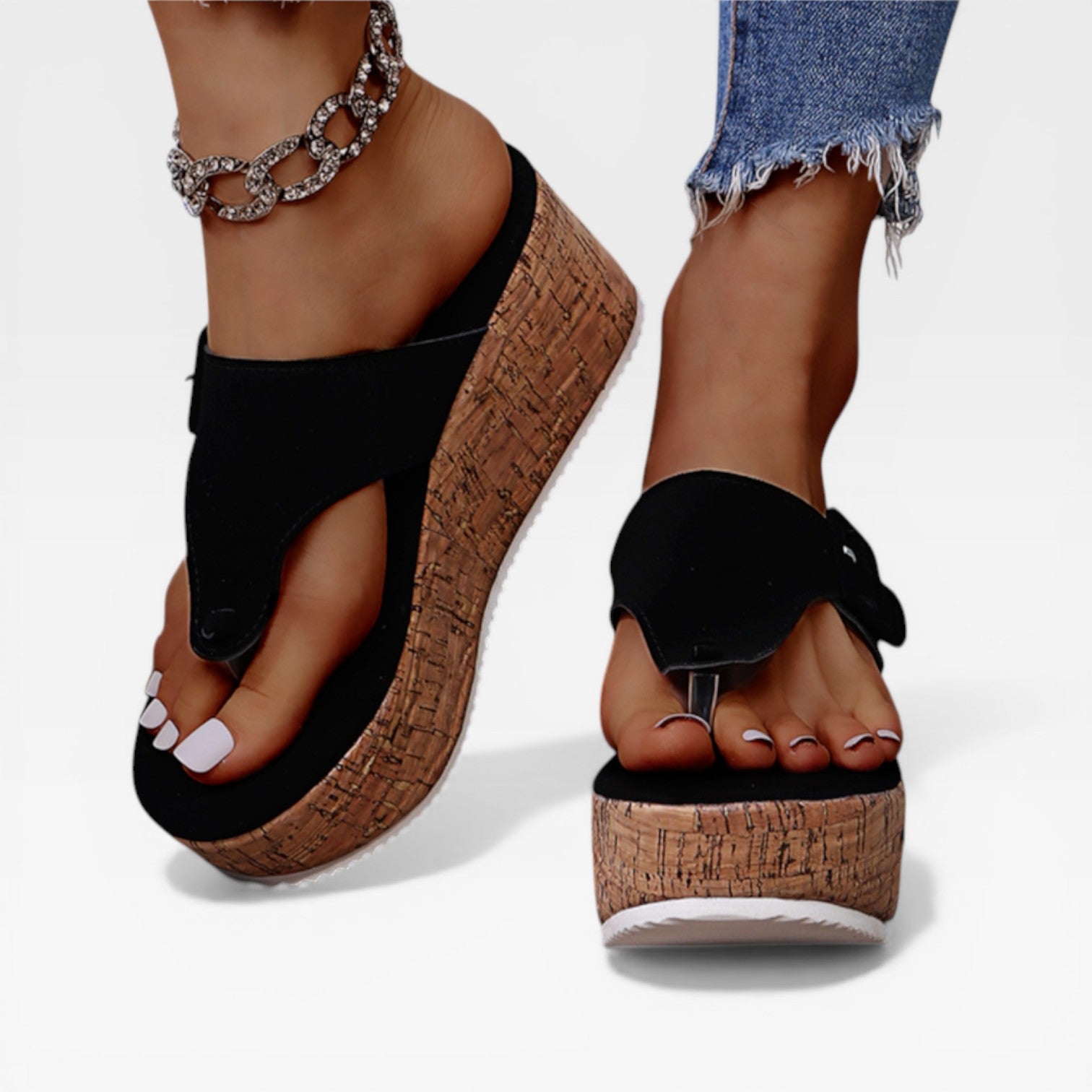 Women’s Platform Wedge Sandals – Comfortable Summer Thong Sandals