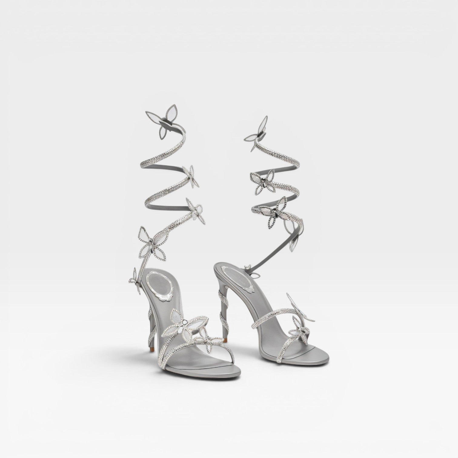 Women's Crystal Butterfly Spiral Heels – Elegant Strappy Sandals for Special Occasions