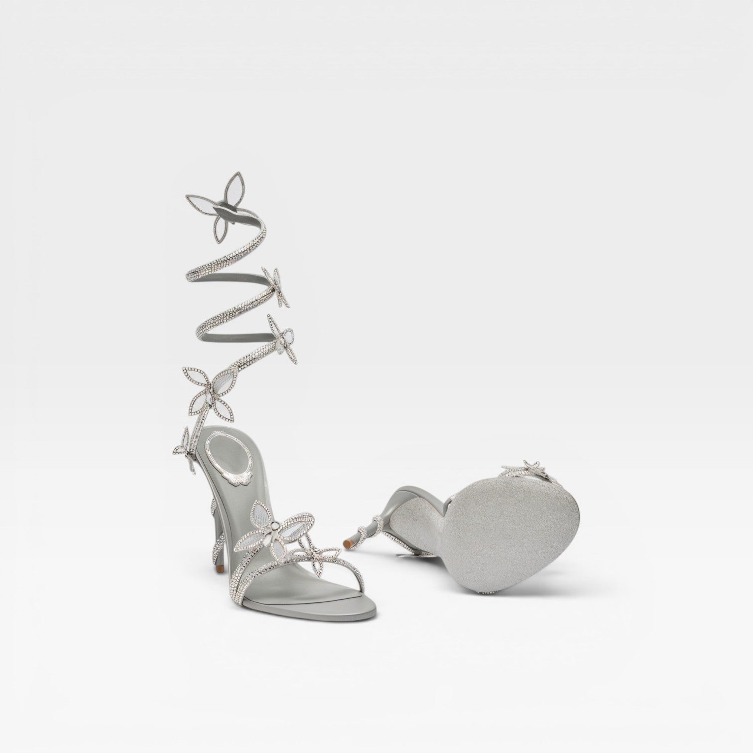 Women's Crystal Butterfly Spiral Heels – Elegant Strappy Sandals for Special Occasions