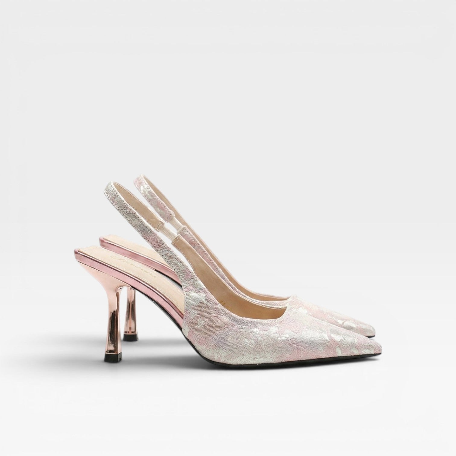 Women’s Pointed Toe Kitten Heels – Shiny Slingback Pumps