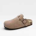 Women's Suede Cork Clogs – Comfortable Slip On Closed Toe Mules