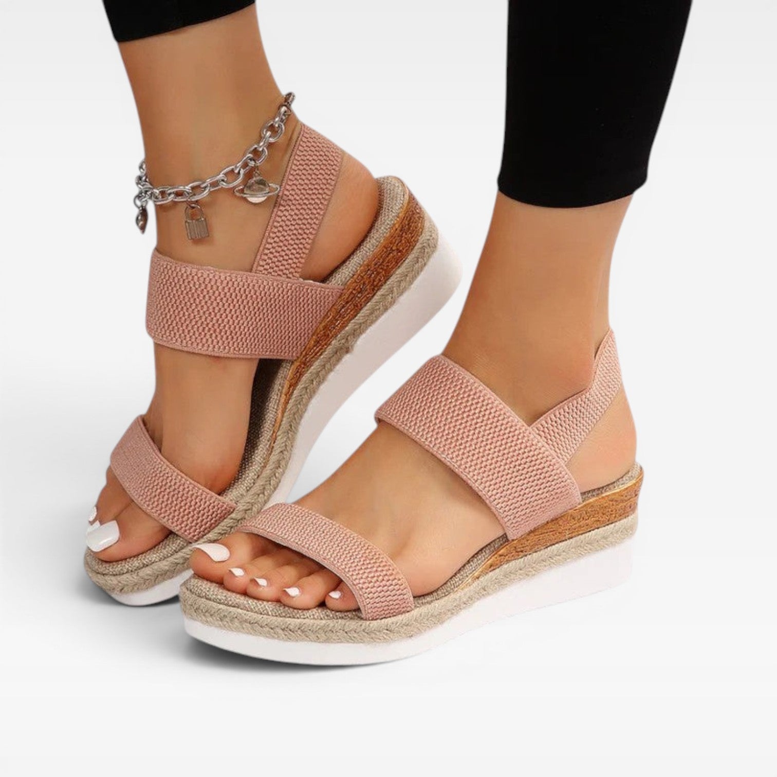 Women’s Espadrille Platform Sandals – Elastic Strap Summer Sandals
